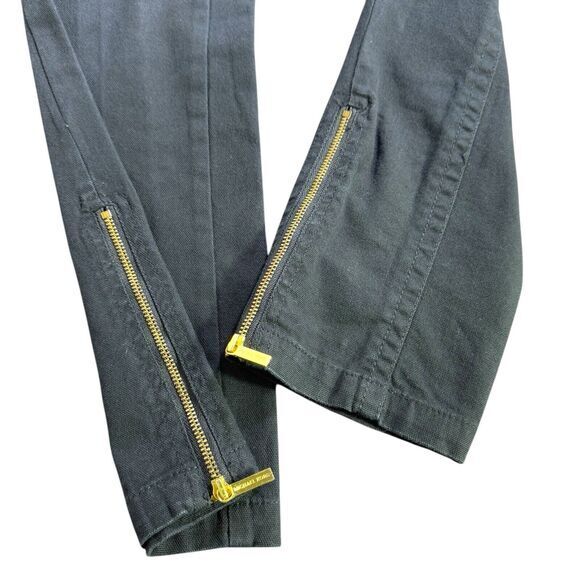 Michael Kors Black Gold Zipper Stretch Skinny Jeans Gold‎ Zip Ankle Women Size 4 - Picture 5 of 14